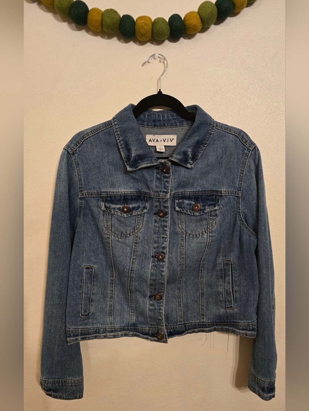 Ava & Viv Denim Jacket Women's Blue Button Up Jean Plus Sz X